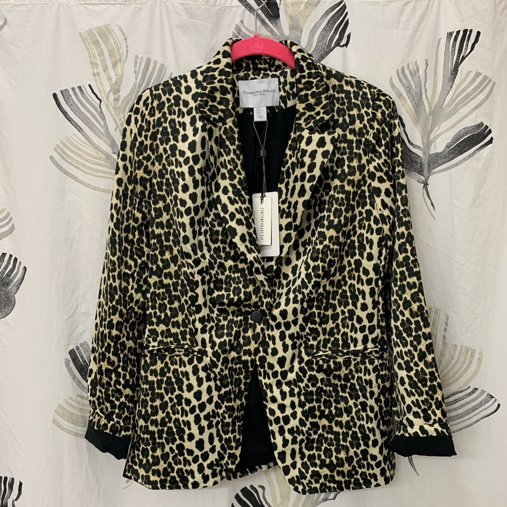 NWT Carolina Belle Montreal cheetah blazer XS coat